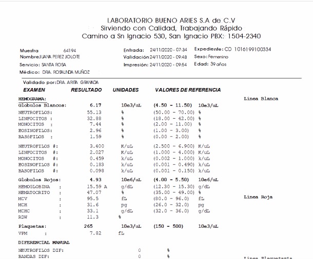 Source laboratory report screenshot